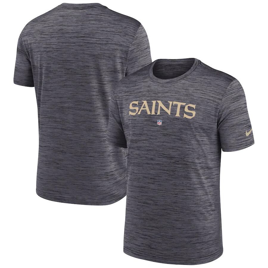 Men's New Orleans Saints White New Orleans Saints Black Sideline Velocity Stack Performance T-Shirt Men's New Orleans Saints White New Orleans Saints Black Sideline Velocity Stack Performance T-Shirt